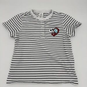 Disney Nightmare Before Christmas Jack & Sally Striped Shirt | Size S